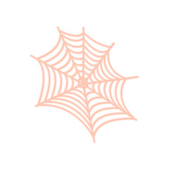 Obraz premium Spider web icon for Halloween, decorative web design symbol in light orange on white background