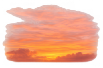 Beautiful orange and pink sunset sky with clouds, isolated on transparent background, perfect for graphic design projects