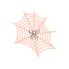 Halloween spider web icon with spider, spooky cobweb vector illustration for decoration