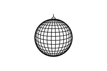 Fototapeta premium Simple Black and White Disco Ball Illustration on a White Background