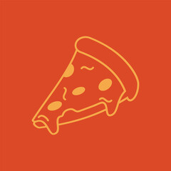 Peperoni cheese Italian Pizza Outline Vector Illustration