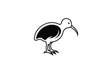 Obraz premium Minimalist Kiwi Bird Illustration in Black and White Outline Style