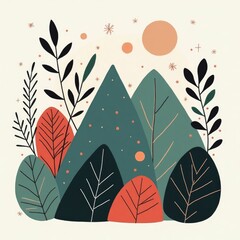 Abstract mountains in boho style