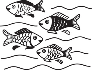 vector set of fish