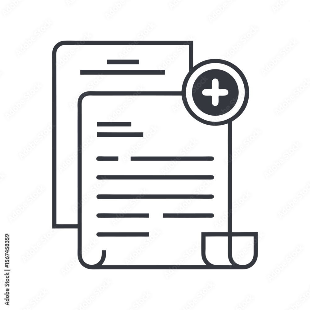 Poster add new document icon, minimalist vector symbol for file creation and management