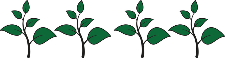 Set of growing plant icons representing eco-friendly growth stages, sustainable agriculture development, organic farming progress with transparent background