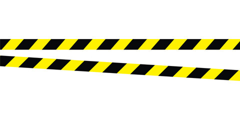 Hazardous warning tape set with seamless black and yellow lines for crime scenes and construction zones. Includes caution signs borders brushes and under construction tape for web safety in eps 10.