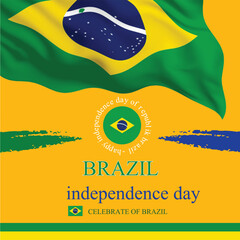 Brazil Independence Day Background with Flag and Festive Elements.