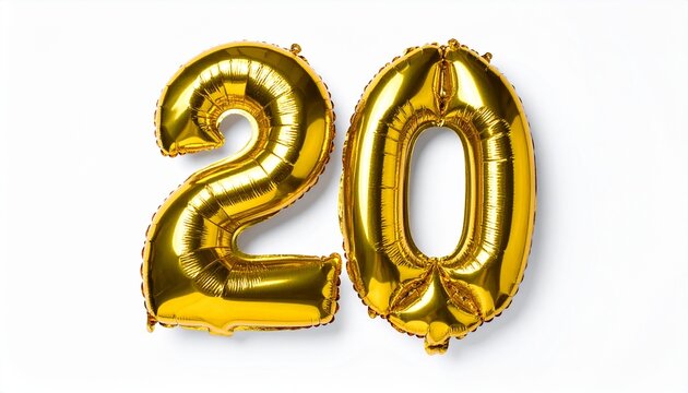 Gold Number Twenty Balloons Perfect for Anniversary Celebrations