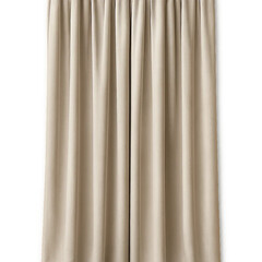 Elegant Beige Curtains: A pair of long, neutral-toned curtains cascade gracefully, exuding a sense of understated elegance, inviting a feeling of warmth and serenity.