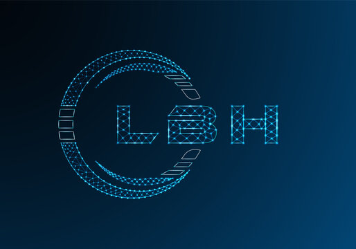 LBH low poly letter logo vector design. LBH lower poly logo design. Low poly logo.