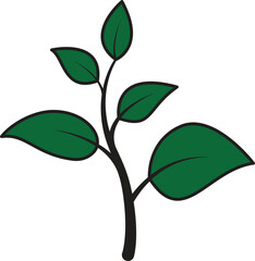 Large mature plant with many leaves icon symbolizing full organic growth, green success or eco farming results with transparent background

