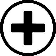 Obraz premium Simple black plus sign inside a circle silhouette