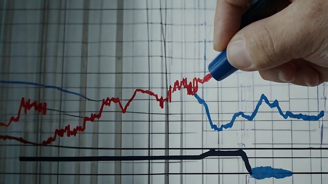 Hand Drawing Support and Resistance Lines on a Transparent Digital Trading Chart - Powered by Adobe
