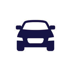 Simple Front View Dark Blue Car Icon