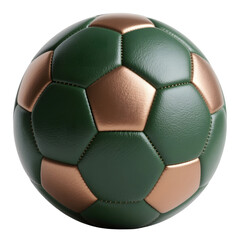 A green and gold soccer ball isolated on transparent background