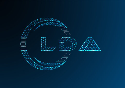 LDA low poly letter logo vector design. LDA lower poly logo design. Low poly logo.