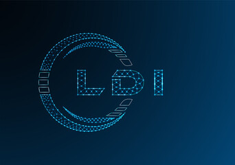 LDI low poly letter logo vector design. LDI lower poly logo design. Low poly logo.