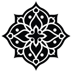 Obraz premium Elegant Black and White Floral Mandala Design