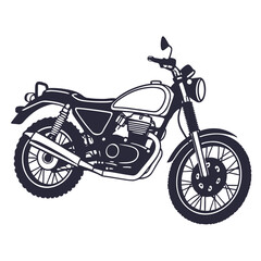 Obraz premium Classic scrambler motorcycle silhouette with detailed spoked wheels and exhaust system