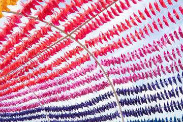 Colorful plastic toy pinwheels spinning fast in the wind at an open public park.