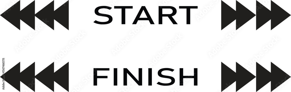 Fototapete start and finish arrow icons with bold black text and directional triangles. perfect vector elements