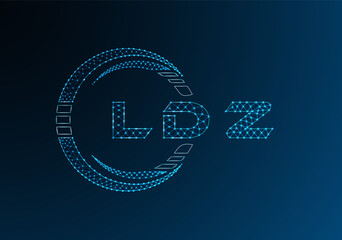 LDZ low poly letter logo vector design. LDZ lower poly logo design. Low poly logo.
