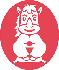 午年のかわいい馬のスタンプ