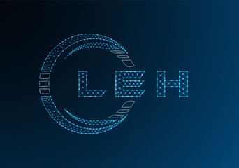 LEH low poly letter logo vector design. LEH lower poly logo design. Low poly logo.