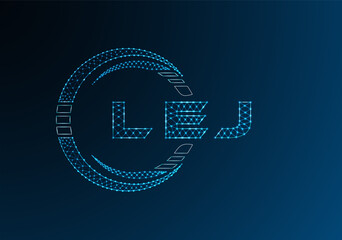 LEJ low poly letter logo vector design. LEJ lower poly logo design. Low poly logo.