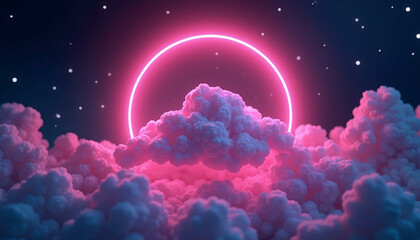 Fototapeta premium sky in the red circle in cloud