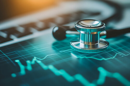 Stethoscope on Teal Medical Data Graph