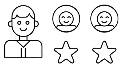 Person profile icons and star ratings avatar user