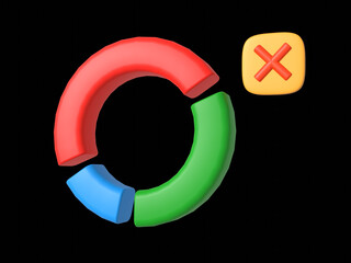 Pie diagram 3d icon. Isolated object on a transparent background