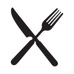 Knife, fork Sign silhouette vector illustration on white background