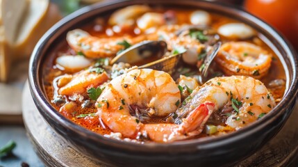 Seafood stew in a bowl