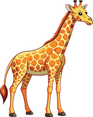 Obraz premium Cute cartoon giraffe standing profile view with orange and yellow spots
