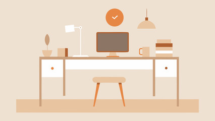 Vector illustration of a kitchen interior with a wooden dining table and chairs, exuding a comfortable, empty, and luxurious home design style