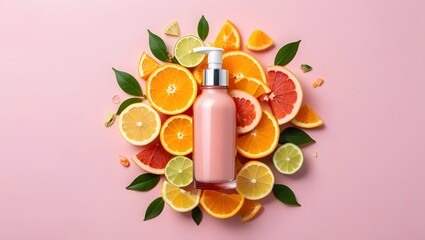 Natural skincare product with citrus fruits for healthy skin and radiant complexion care
