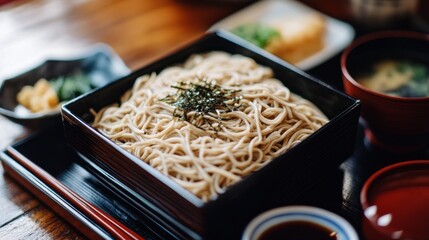 Noodles in a wooden box