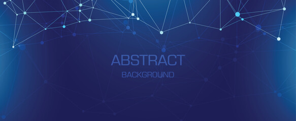 Abstract digital data background with blue connecting dots and lines on white backdrop