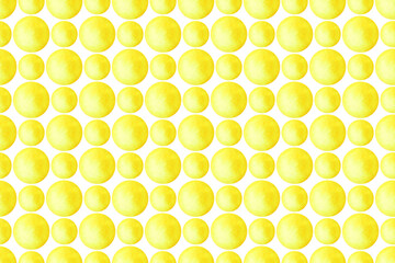 Seamless pattern with watercolor yellow circles. Abstract watercolor summer background.