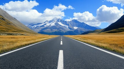 Mountain road stretches into distance