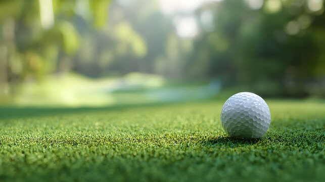 Golf Ball on Lush Green Fairway