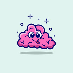 School brain cute cartoon vector hand drawn