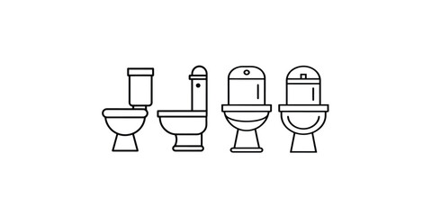 Print   Toilet line icon bowl sanitaryware vector bathroom. Bidet toilet line icon