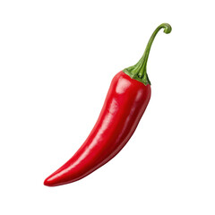 Vibrant single red chili pepper with green stem Isolated on transparent background

