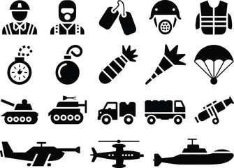 Military Equipment Icons Set