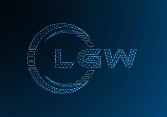 LGW low poly letter logo vector design. LGW lower poly logo design. Low poly logo.