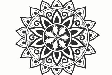 Black and white mandala design with intricate patterns